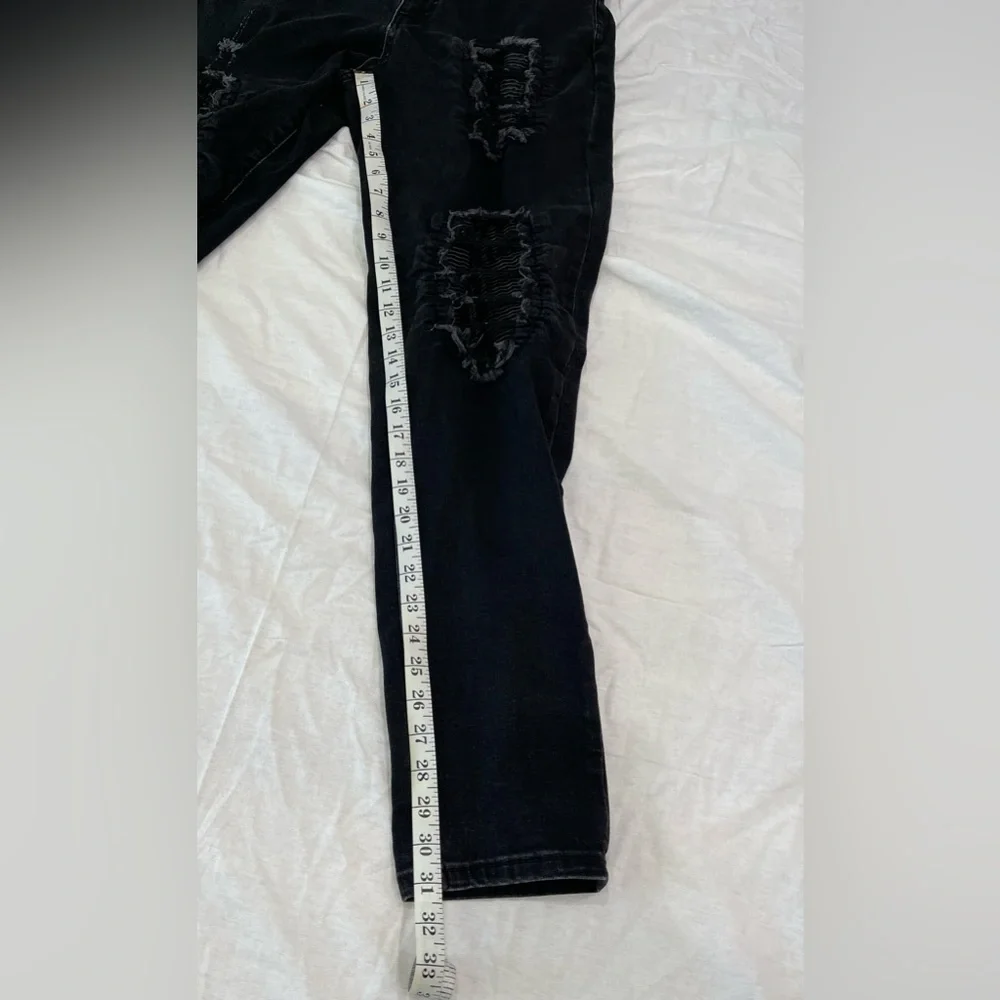 Mens AMIRI MX1Leather Patch Ripped Skinny Jeans Size 34